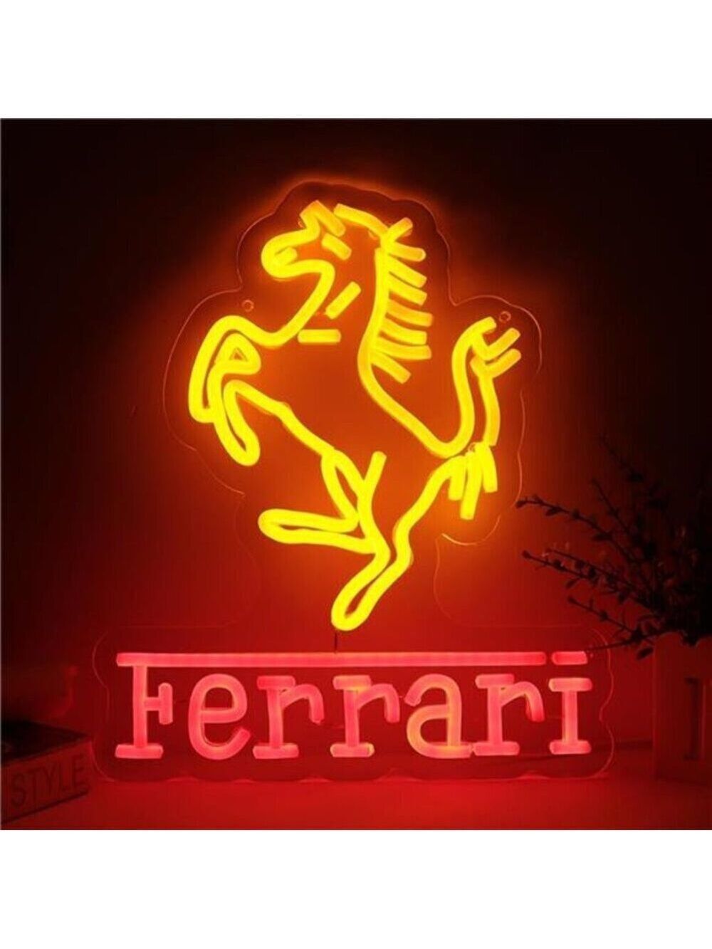Ferrari Car Logo LED Neon Sign Garage Shop Decor Bar Man Cave Gear Head Mechanix